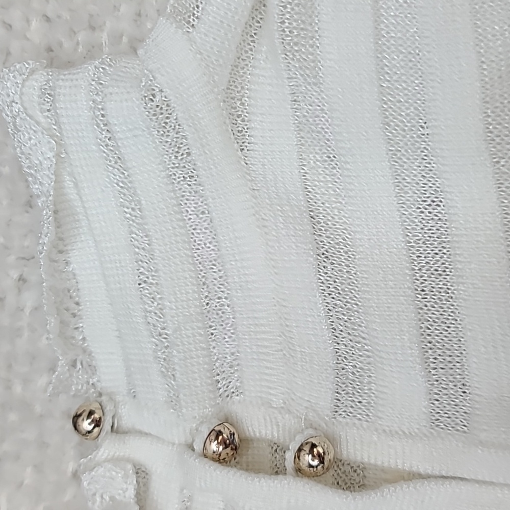 Cinq a Sept Antonia High Neck Long Sleeve Tiered Ruffle Lacey Blouse in White - Picture 14 of 17